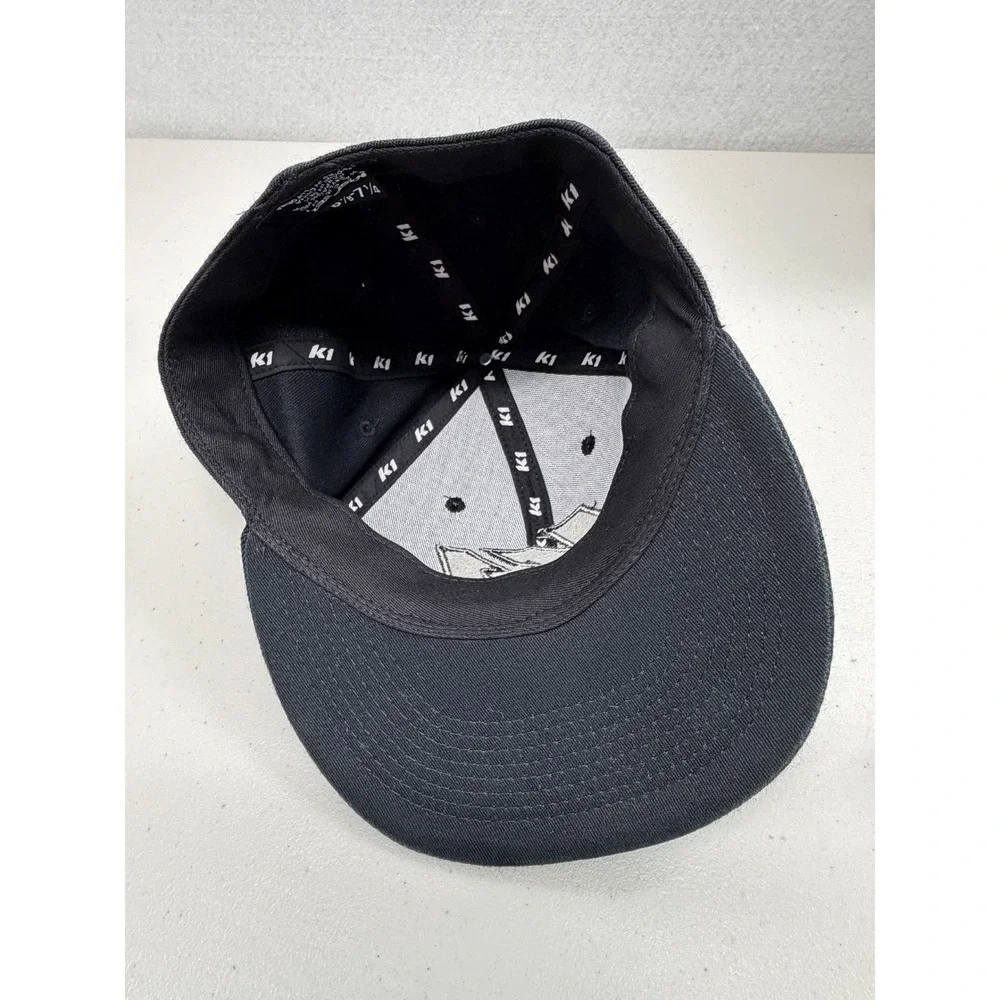 K1 Speed Racing Cap Black Embroidered Flat Brim Hat 6 7/8 - 7 1/4